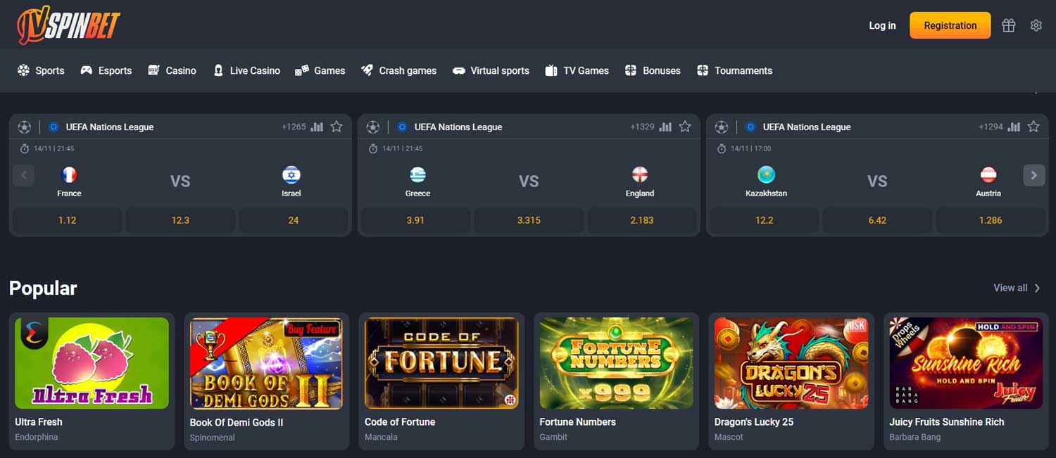 JVSpin Casino Interface & Design