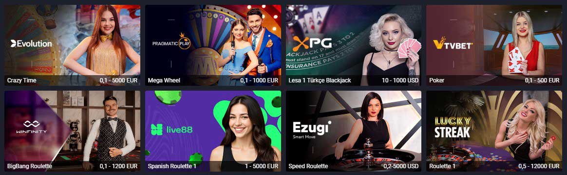 JvSpin Live Casino Section